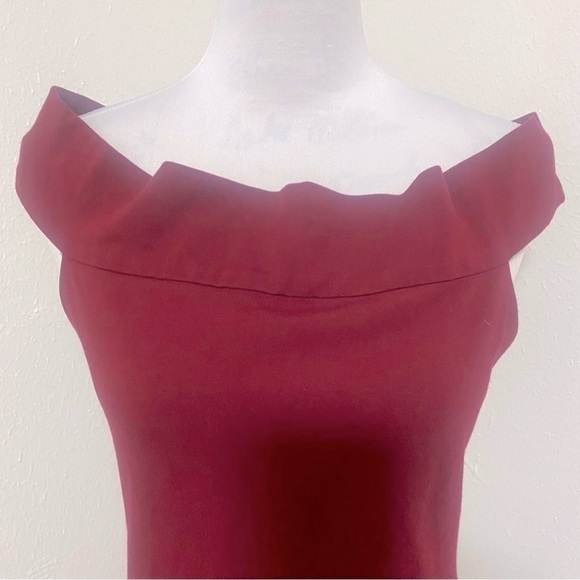 Walter Baker Off Shoulder Women’s Midi Bodycon Burgundy Dress Size Large EUC - Picture 2 of 8